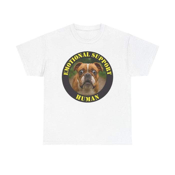 Emotional Support Human T‑Shirt – Funny Bulldog Pet Lover Tee