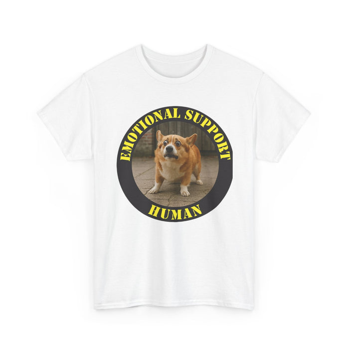 Emotional Support Human Tee — Corgi Badge Pet Lover T-Shirt