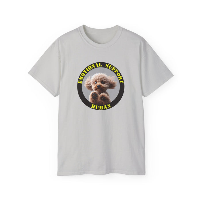 Emotional Support Human Tee - Unisex Cotton Shirt, Funny Dog Lover Gift, Pet Parent Apparel, Quirky Graphic Tee, Supportive Humor Wear
