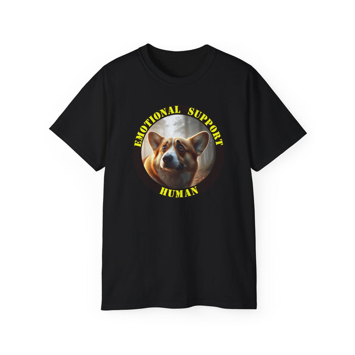 Emotional Support Human Tee - Unisex Cotton Shirt, Funny Dog Lover Gift, Pet Parent Apparel, Quirky Graphic Tee, Supportive Humor Wear