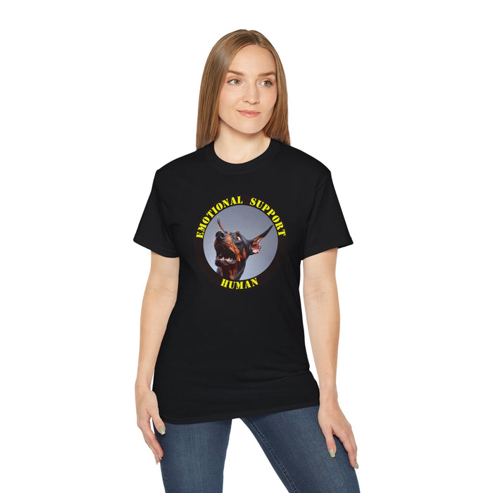 Emotional Support Human Tee - Unisex Cotton Shirt, Funny Dog Lover Gift, Pet Parent Apparel, Quirky Graphic Tee, Supportive Humor Wear