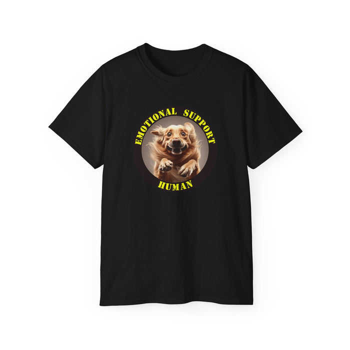 Emotional Support Human Tee - Unisex Cotton Shirt, Funny Dog Lover Gift, Pet Parent Apparel, Quirky Graphic Tee, Supportive Humor Wear