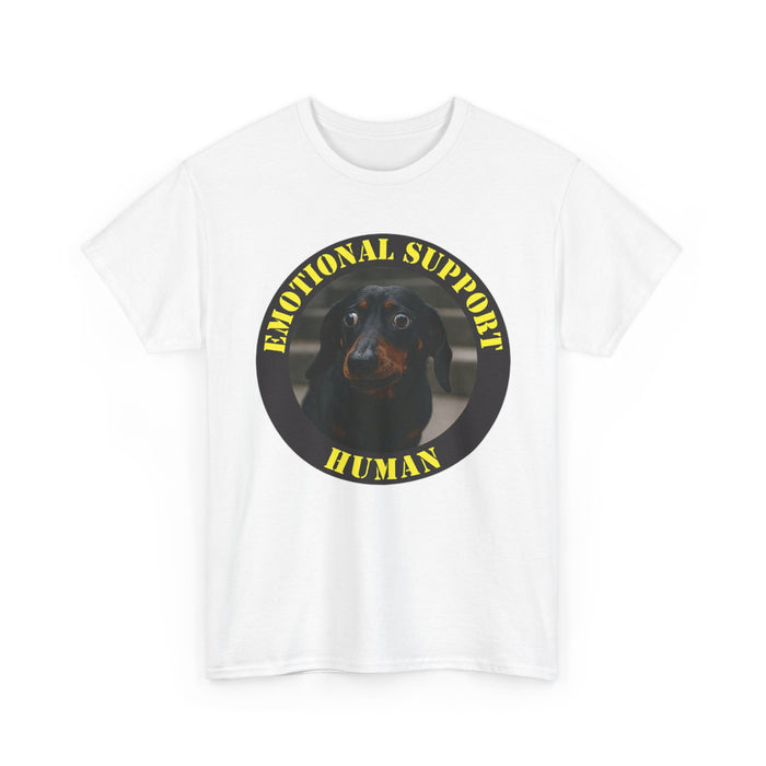 Emotional Support Human Tee — Cute Dachshund Rescue Dog Shirt