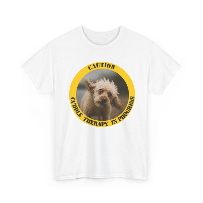 Dog Therapy T-Shirt — "Caution: Canine Therapy in Progress" Cute Rescue Dog Tee