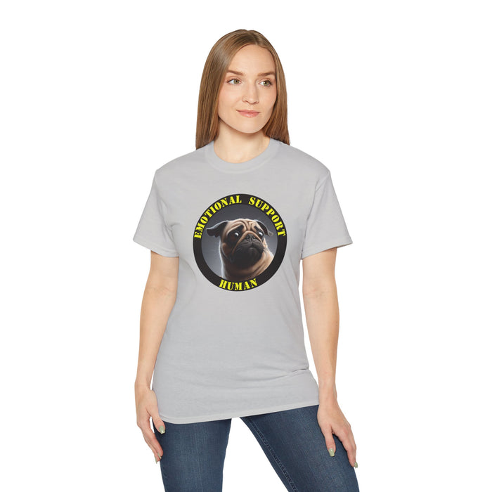 Emotional Support Human Tee - Unisex Cotton Shirt, Funny Dog Lover Gift, Pet Parent Apparel, Quirky Graphic Tee, Supportive Humor Wear