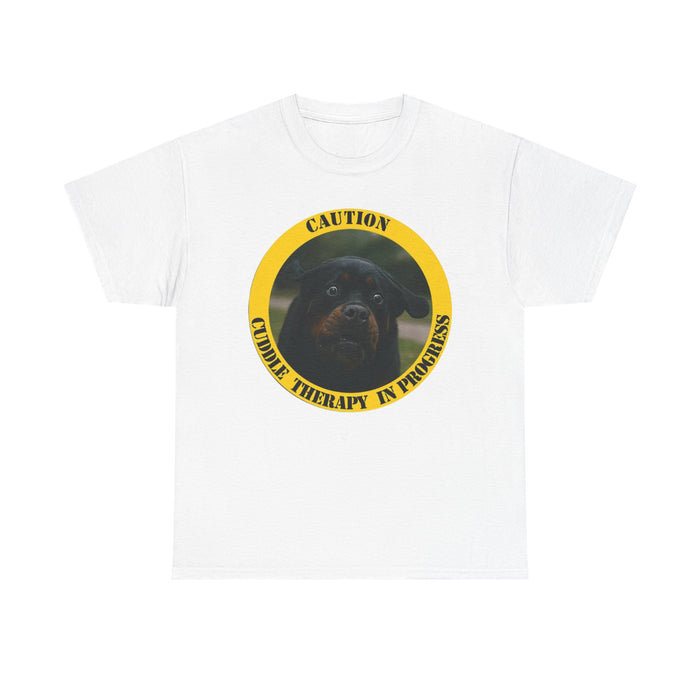 T-Shirt — "Caution: Cuddle Therapy in Progress" Dog Graphic Tee