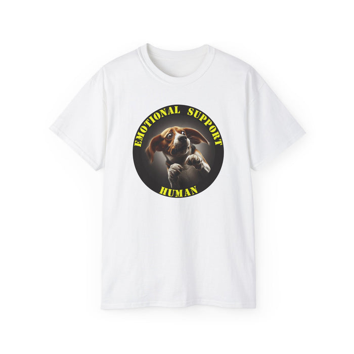 Emotional Support Human Tee - Unisex Cotton Shirt, Funny Dog Lover Gift, Pet Parent Apparel, Quirky Graphic Tee, Supportive Humor Wear