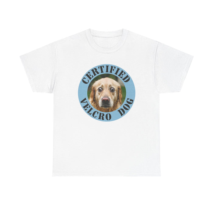 Certified Velcro Dog T‑Shirt – Funny Pet Lover Tee with Dog Face Badge