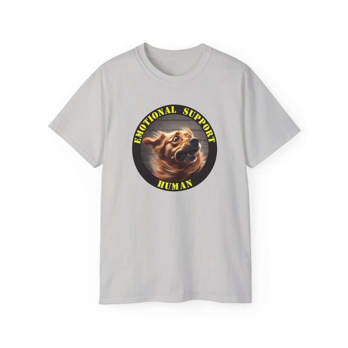 Emotional Support Human Tee - Unisex Cotton Shirt, Funny Dog Lover Gift, Pet Parent Apparel, Quirky Graphic Tee, Supportive Humor Wear
