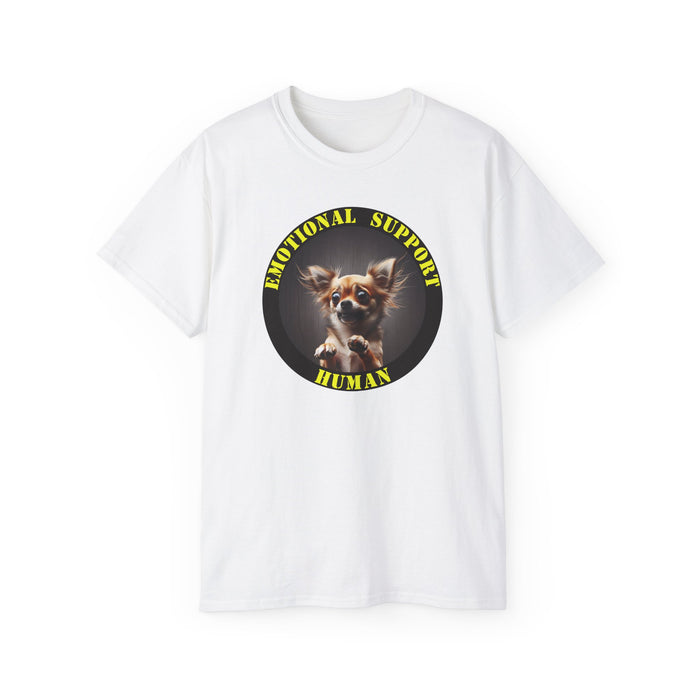 Emotional Support Human Tee - Unisex Cotton Shirt, Funny Dog Lover Gift, Pet Parent Apparel, Quirky Graphic Tee, Supportive Humor Wear