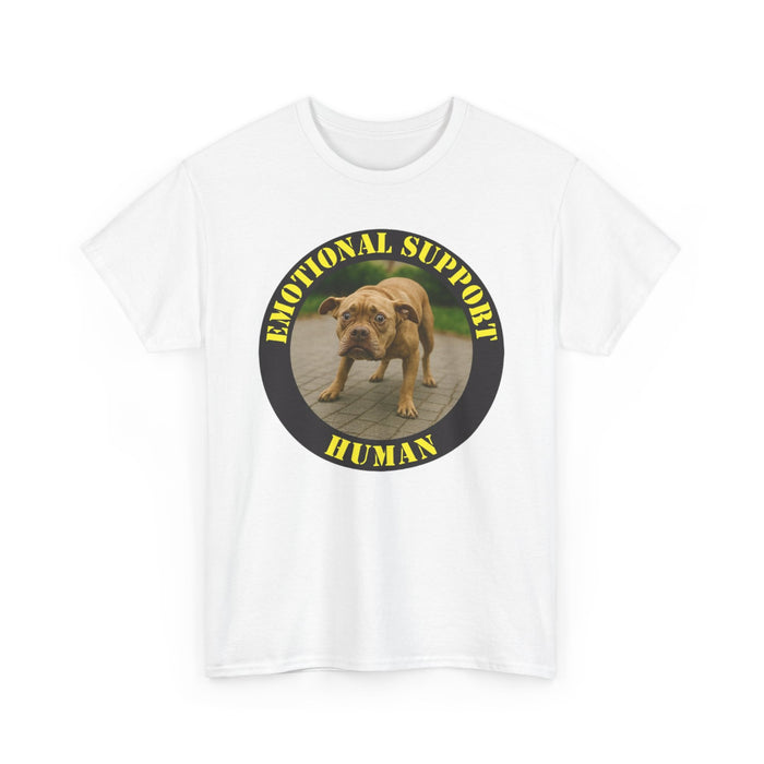 Emotional Support Human T-Shirt — Funny Pet Lover Tee with Dog Photo