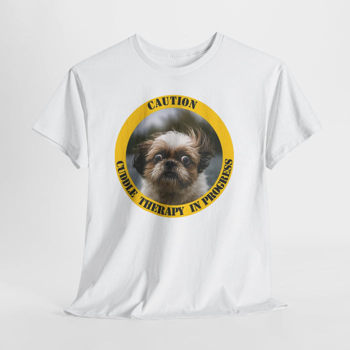 Cuddle Therapy Tee — Cute Dog "Caution: Cuddle Therapy in Progress" T-Shirt