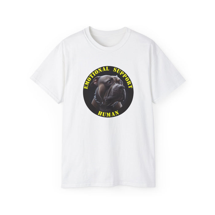 Emotional Support Human Tee - Unisex Cotton Shirt, Funny Dog Lover Gift, Pet Parent Apparel, Quirky Graphic Tee, Supportive Humor Wear