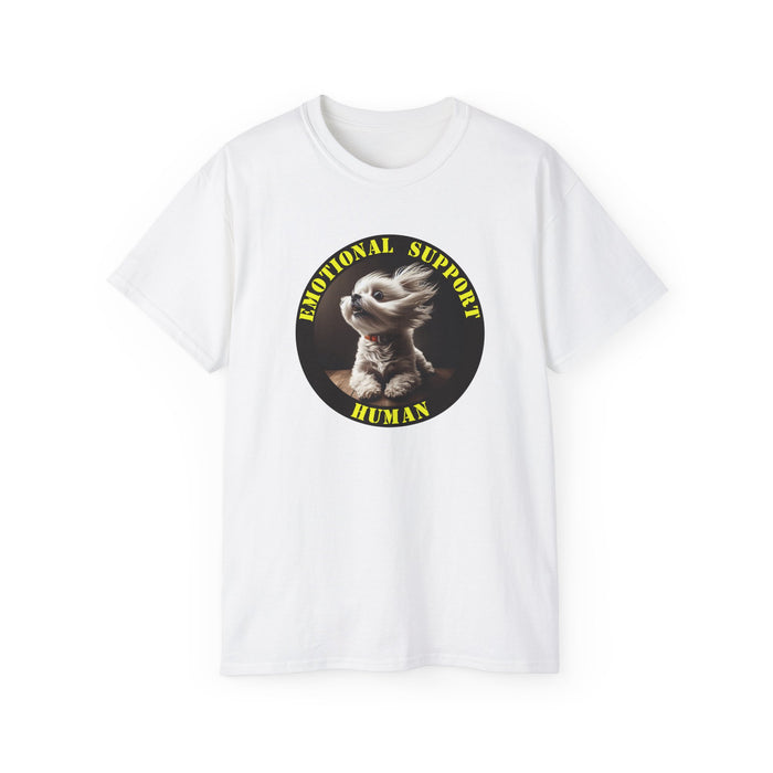 Emotional Support Human Tee - Unisex Cotton Shirt, Funny Dog Lover Gift, Pet Parent Apparel, Quirky Graphic Tee, Supportive Humor Wear