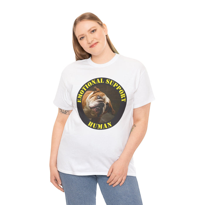 Emotional Support Human T‑Shirt — Funny Dog Face Graphic Tee