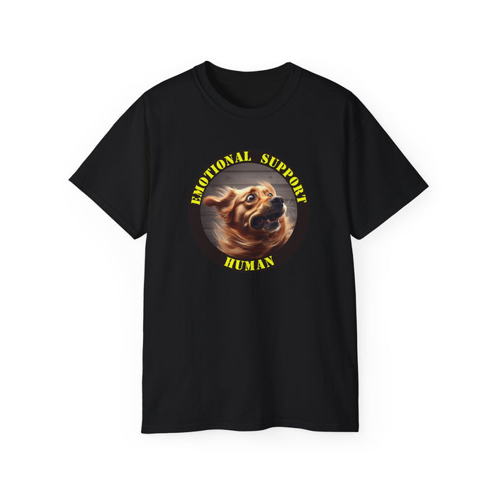 Emotional Support Human Tee - Unisex Cotton Shirt, Funny Dog Lover Gift, Pet Parent Apparel, Quirky Graphic Tee, Supportive Humor Wear