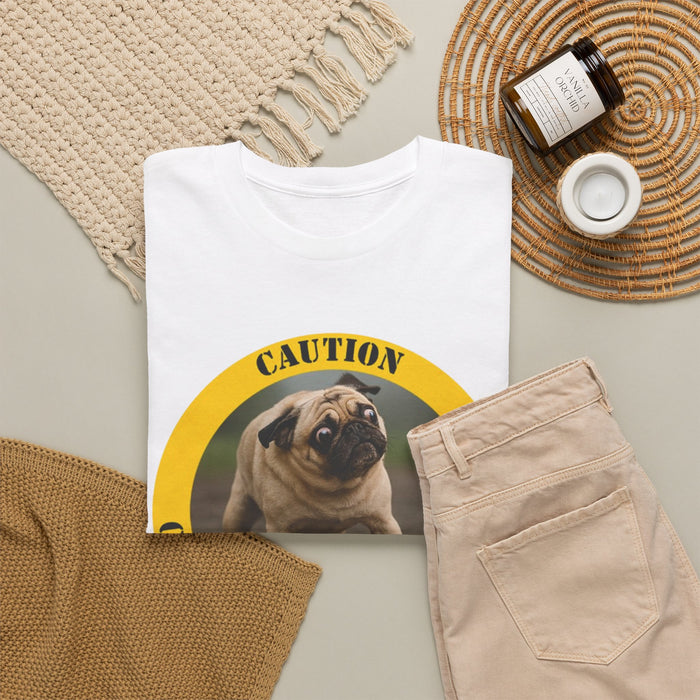Pug Caution Tee — “Cuddle Therapy in Progress” Funny Dog Lover T‑Shirt