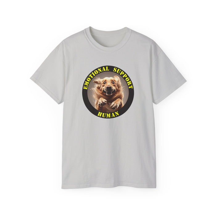 Emotional Support Human Tee - Unisex Cotton Shirt, Funny Dog Lover Gift, Pet Parent Apparel, Quirky Graphic Tee, Supportive Humor Wear