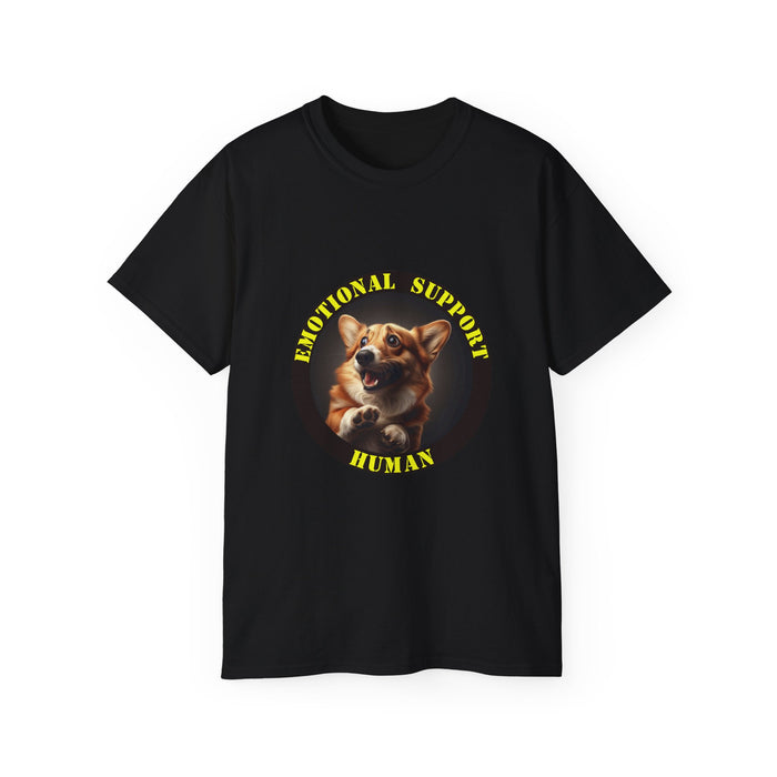 Emotional Support Human Tee - Unisex Cotton Shirt, Funny Dog Lover Gift, Pet Parent Apparel, Quirky Graphic Tee, Supportive Humor Wear