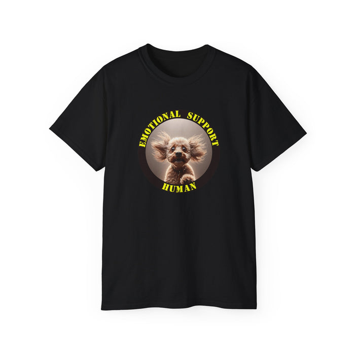 Emotional Support Human Tee - Unisex Cotton Shirt, Funny Dog Lover Gift, Pet Parent Apparel, Quirky Graphic Tee, Supportive Humor Wear