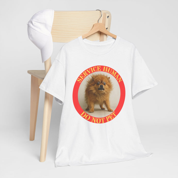 Service Human Do Not Pet T‑Shirt — Funny Pomeranian Service Dog Humor Tee