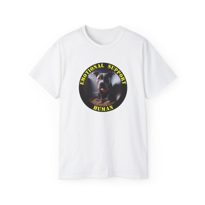 Emotional Support Human Tee - Unisex Cotton Shirt, Funny Dog Lover Gift, Pet Parent Apparel, Quirky Graphic Tee, Supportive Humor Wear