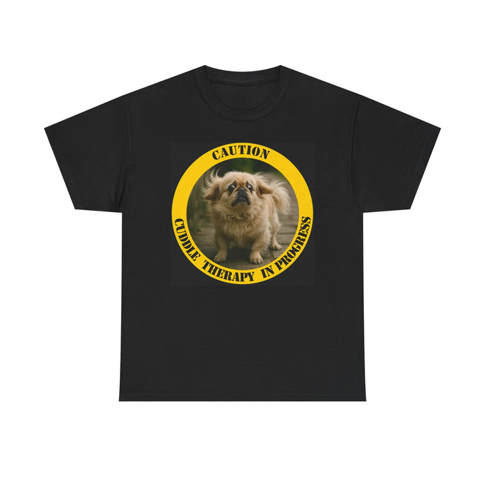 Caution: Cuddle Therapy in Progress T-Shirt — Cute Pekingese Dog Tee