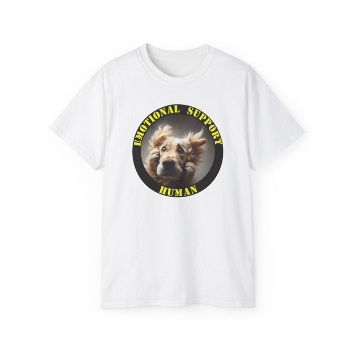 Emotional Support Human Tee - Unisex Cotton Shirt, Funny Dog Lover Gift, Pet Parent Apparel, Quirky Graphic Tee, Supportive Humor Wear
