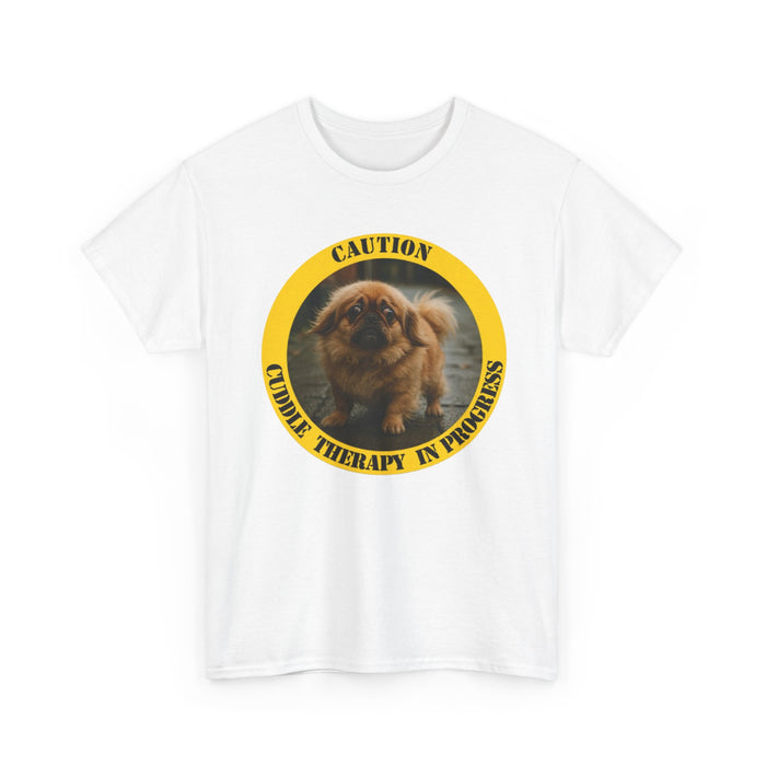 Caution: Cuddle Therapy in Progress T-Shirt — Cute Pomeranian Dog Tee