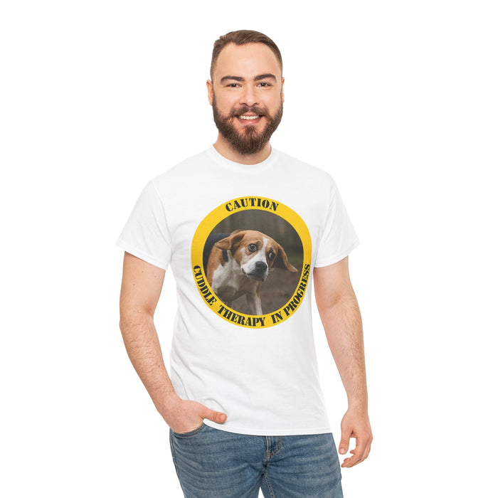 T-Shirt — "Caution: Cuddle Therapy in Progress" Cute Beagle Dog Tee