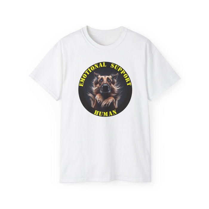 Emotional Support Human Tee - Unisex Cotton Shirt, Funny Dog Lover Gift, Pet Parent Apparel, Quirky Graphic Tee, Supportive Humor Wear