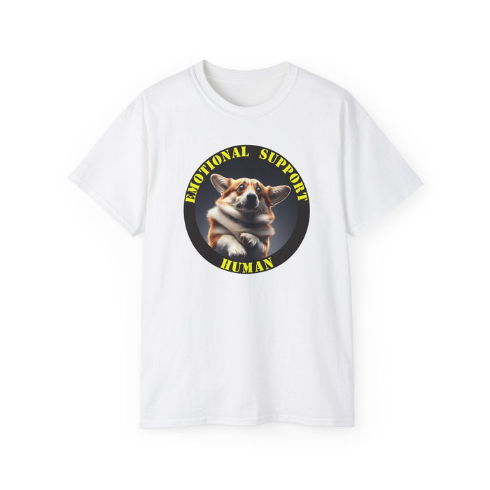Emotional Support Human Tee - Unisex Cotton Shirt, Funny Dog Lover Gift, Pet Parent Apparel, Quirky Graphic Tee, Supportive Humor Wear