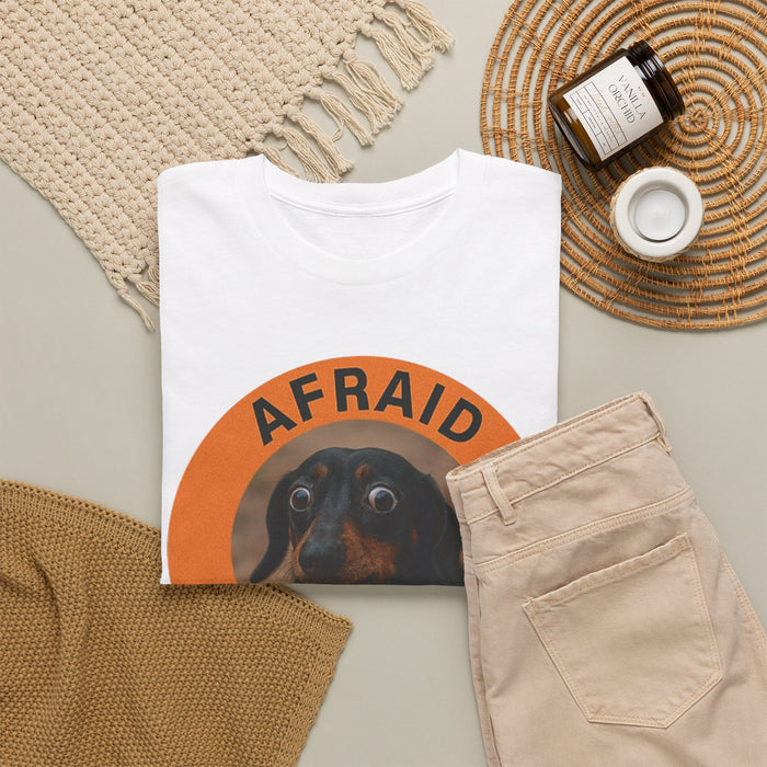 Afraid But Trying Tee — Cute Encouragement Dog Graphic T‑Shirt