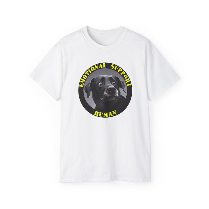 Emotional Support Human Tee - Unisex Cotton Shirt, Funny Dog Lover Gift, Pet Parent Apparel, Quirky Graphic Tee, Supportive Humor Wear