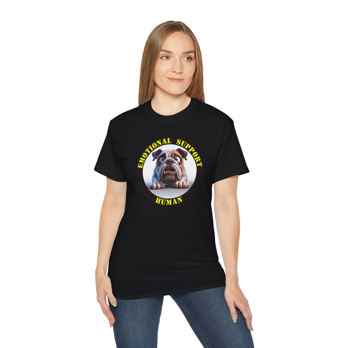 Emotional Support Human Tee - Unisex Cotton Shirt, Funny Dog Lover Gift, Pet Parent Apparel, Quirky Graphic Tee, Supportive Humor Wear