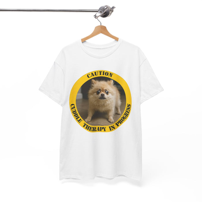 Pomeranian Caution 'Cuddle Therapy in Progress' T-Shirt