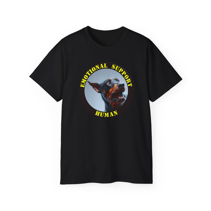 Emotional Support Human Tee - Unisex Cotton Shirt, Funny Dog Lover Gift, Pet Parent Apparel, Quirky Graphic Tee, Supportive Humor Wear