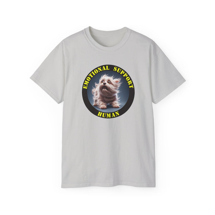 Emotional Support Human Tee - Unisex Cotton Shirt, Funny Dog Lover Gift, Pet Parent Apparel, Quirky Graphic Tee, Supportive Humor Wear