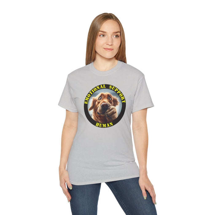 Emotional Support Human Tee - Unisex Cotton Shirt, Funny Dog Lover Gift, Pet Parent Apparel, Quirky Graphic Tee, Supportive Humor Wear
