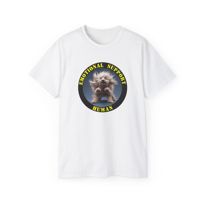 Emotional Support Human Tee - Unisex Cotton Shirt, Funny Dog Lover Gift, Pet Parent Apparel, Quirky Graphic Tee, Supportive Humor Wear