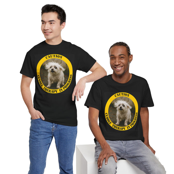 Caution: Cuddle Therapy in Progress – Dog Photo T-Shirt