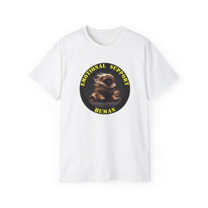 Emotional Support Human Tee - Unisex Cotton Shirt, Funny Dog Lover Gift, Pet Parent Apparel, Quirky Graphic Tee, Supportive Humor Wear