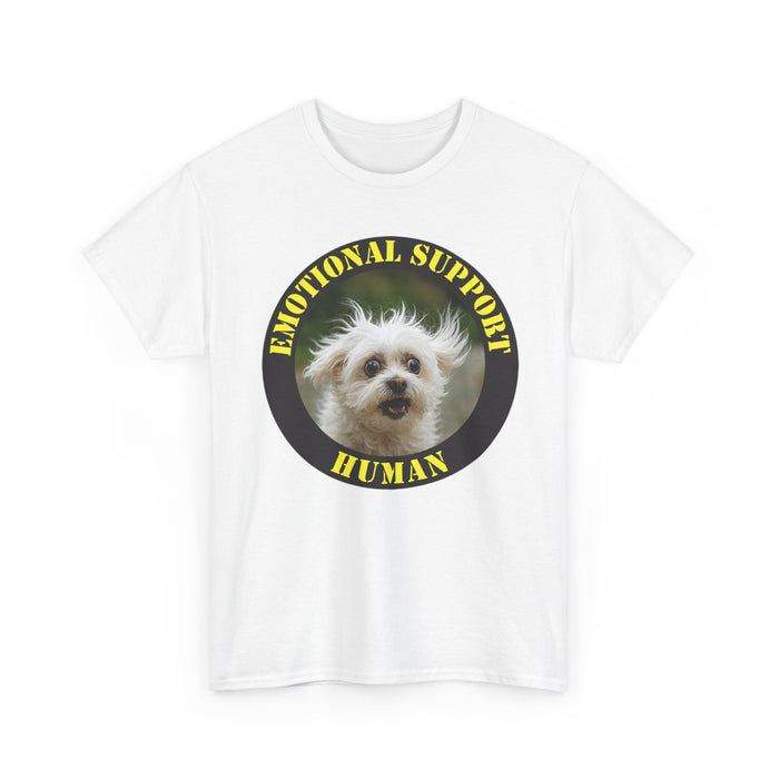 Emotional Support Human T-Shirt — Funny Dog Face Tee for Pet Lovers