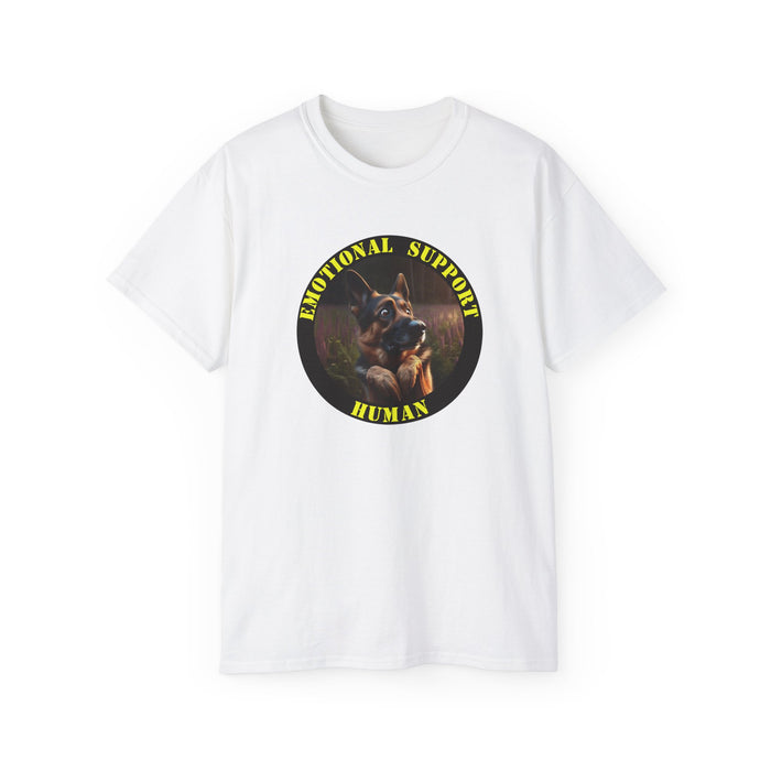 Emotional Support Human Tee - Unisex Cotton Shirt, Funny Dog Lover Gift, Pet Parent Apparel, Quirky Graphic Tee, Supportive Humor Wear