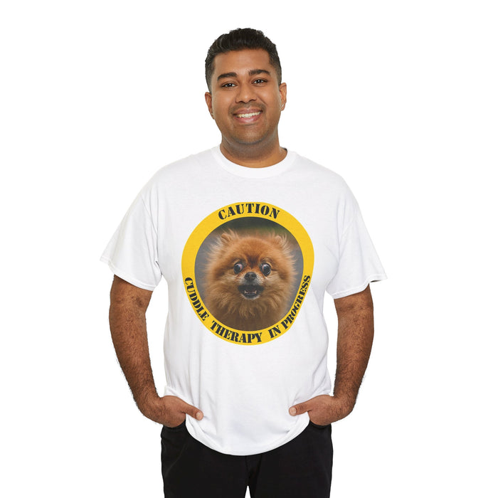 T-Shirt — "Caution: Cuddle Therapy in Progress" Pomeranian Dog Tee