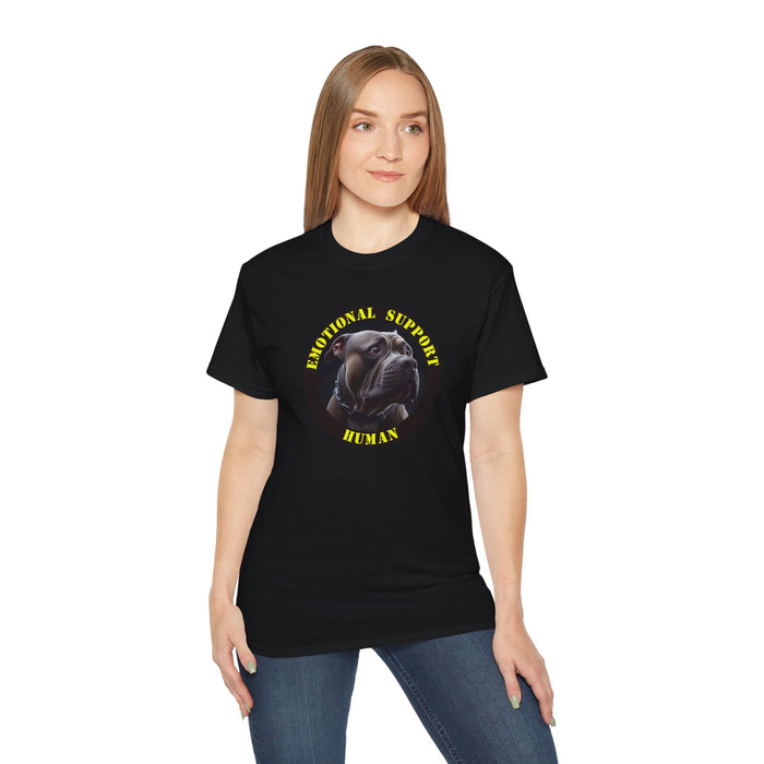 Emotional Support Human Tee - Unisex Cotton Shirt, Funny Dog Lover Gift, Pet Parent Apparel, Quirky Graphic Tee, Supportive Humor Wear