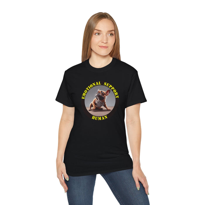 Emotional Support Human Tee - Unisex Cotton Shirt, Funny Dog Lover Gift, Pet Parent Apparel, Quirky Graphic Tee, Supportive Humor Wear