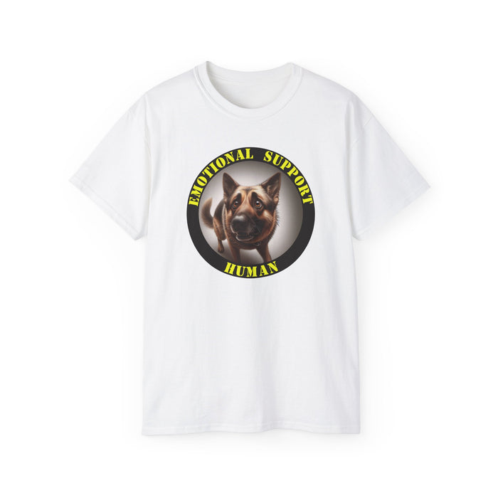 Emotional Support Human Tee - Unisex Cotton Shirt, Funny Dog Lover Gift, Pet Parent Apparel, Quirky Graphic Tee, Supportive Humor Wear