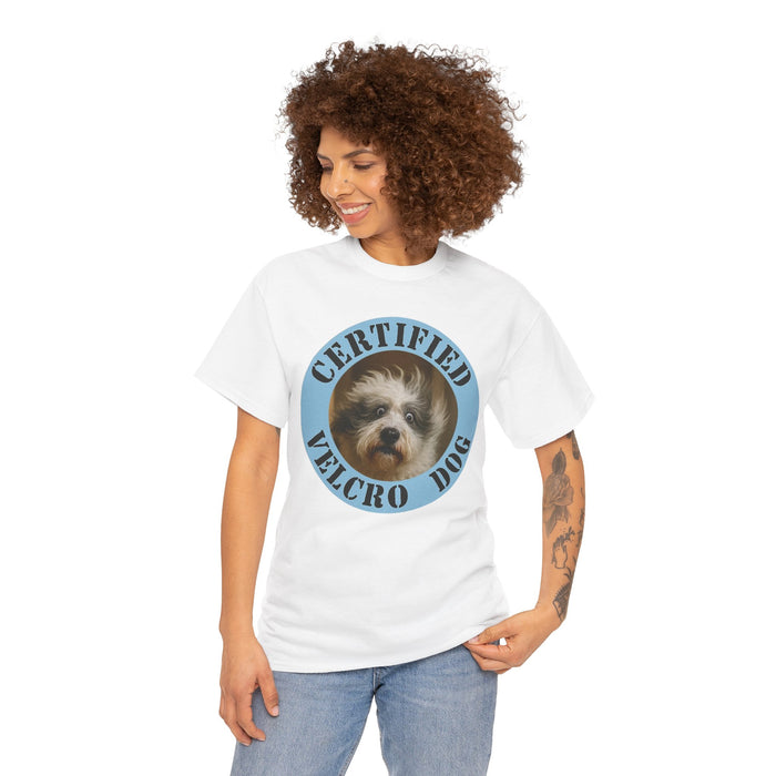 Certified Velcro Dog T‑Shirt — Funny Pet Lover Tee featuring Dog Portrait
