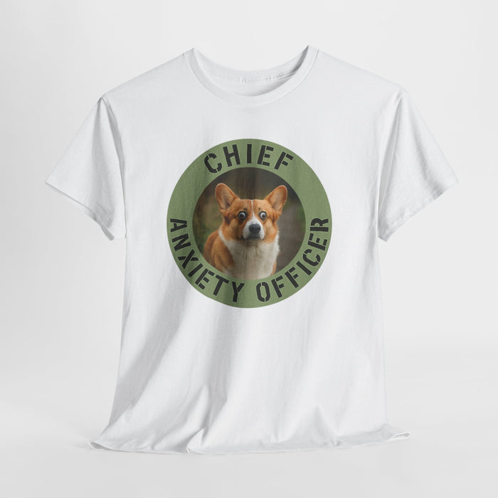 Chief Anxiety Officer T-Shirt — Cute Corgi Anxiety Officer Graphic Tee